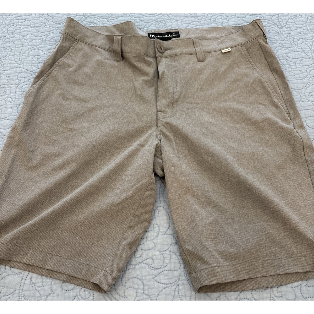 Travis Mathew Golf Shorts Mens Size 34 Gray Flat‎ Front 9 In Inseam